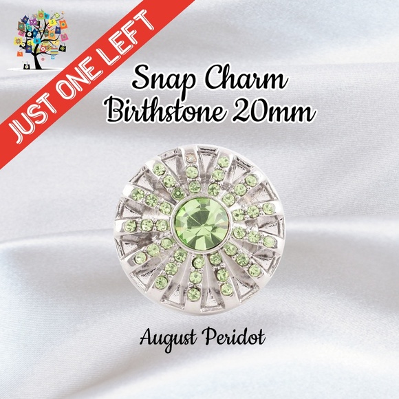 Dragonfly Spirit Designs Jewelry - August Birthstone Snap Charm 20mm for Standard Size Accessories